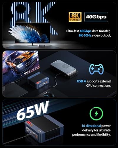 BOSGAME P3 Mix Mini PC, Mini Desktop with Ryzen 7640HS (up to 5.0 GHz), 16GB DDR5, 512GB PCIe SSD, 4K Triple Display, USB 4.0, Dual 2.5G LAN & Wi-Fi 6E & BT5.2, for Home Office Gaming - Thumbnail 4