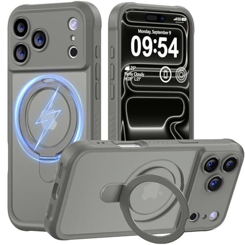 MOCCA Design for iPhone 17 Pro Case, Compatible with Magsafe [Premium Invisible Magnetic Ring Stand] [Military Drop Protection] Full Camera Guard Translucent Matte Slim Phone Cover 6.3",Titanium Gray - Image 1