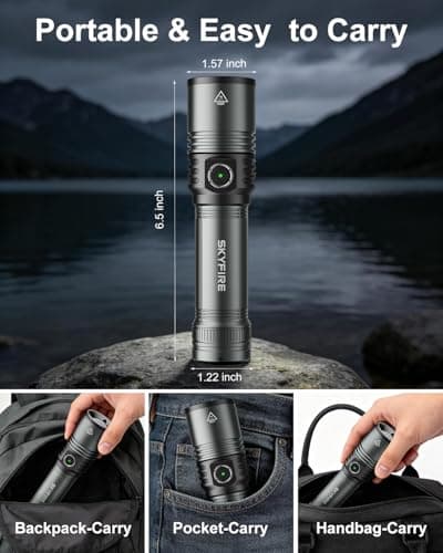 VOLISABER LED Flashlight Rechargeable with Ignition Lens, EDC Flashlights 1500LM, 5 Modes Zoomable Type-C High Powered Handheld Tactical Flashlights for Emergency Camping Essentials - Thumbnail 6