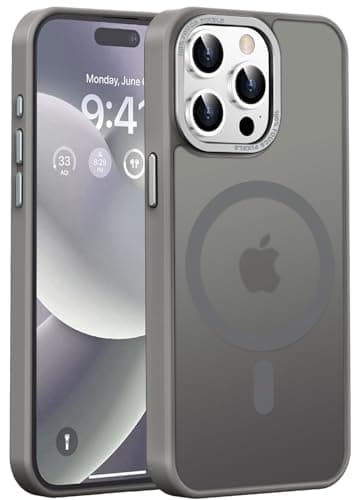 Newfuture Magnetic for iPhone 15 Pro Case [Compatible with Magsafe] [Military Grade Drop Protection] Translucent Matte Anti-Fingerprint Shockproof Phone Case for iPhone 15 Pro 6.1 inch, Titanium Gray - Image 1