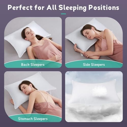 PlushHavenCloud White Goose Down Pillow Luxury Hotel Bed Pillow with 100% 900+ Fill Power, Goose Feather Pillow for Sleeping, 700TC Cotton Shell, Standard Size- Medium, 1 Pack - Thumbnail 6