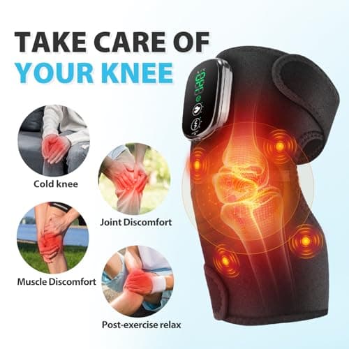Cordless Heated Knee Massager for Pain Relief, FSA Eligible HSA 2026 Upgrade 4-Motor Full-Coverage Vibration & Heat, XL Heating Knee Brace for Targeted Pain Relief in Knee, Shoulder & Elbow, 5 Heat Levels & 5 Massage Modes - Thumbnail 5