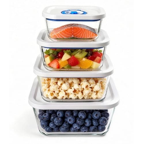 PARAPOINT Vacuum Seal Borosilicate Glass Containers for Food Storage, 4 Sizes (S M L XL) Compatible with Desktop and Handheld Vacuum Sealer Machines, Airtight Lid Set - Image 1