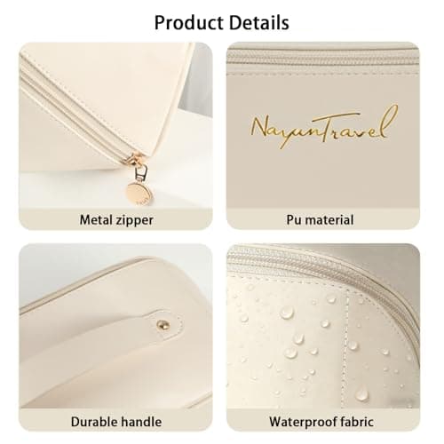AGUA AGANKKUA FROANNTUUTIK Travel Makeup Bag,Large Capacity Cosmetic Bags for Women,Waterproof Portable Pouch Open Flat Toiletry Bag Pattern Makeup Bag - Thumbnail 3