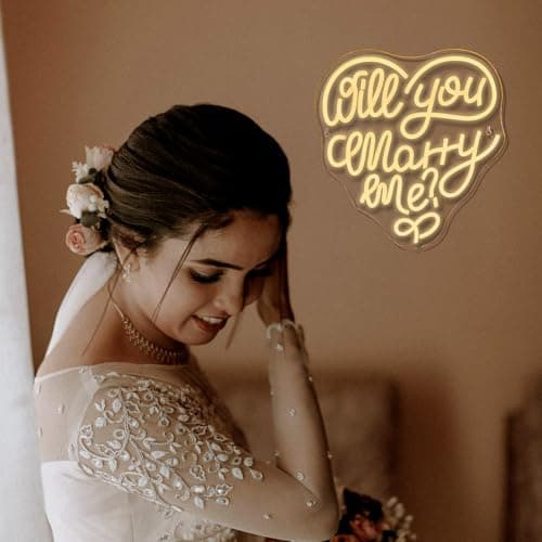 Will You Marry Me Neon Signs for Wall Decor Heart Shaped Neon Light Dimmable LED Sign USB Powered Light Up Signs for Wedding Party Gift Engagement Moment - Thumbnail 3