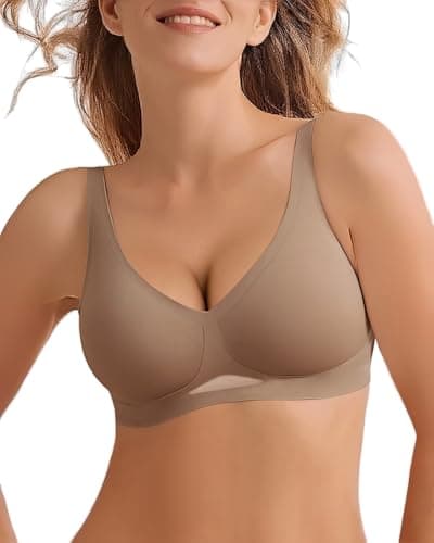 LIIJOO Seamless Bra for Women Wireless Bralette Push Up Comfort Everyday Bra No Underwire Supportive Bralette Top（Mocha，M Size） - Image 1