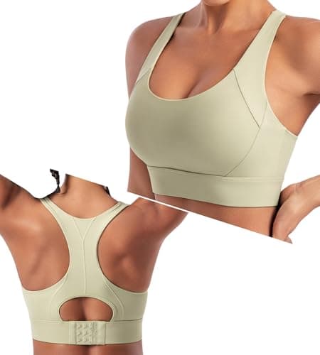 Sports Bras for Women High Support Racerback High Impact Sports Bra Push Up Womens Padded Workout Running Gym Yoga Tops Green - Image 1