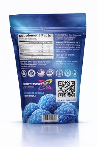 BodyFusion X Creatine Gummies 5g – Sugar Free, Vegan, Non-GMO – Muscle Strength, Recovery & Performance Support – Blue Raspberry Flavor – Anti-Melt Formula – 120 Gummies - Thumbnail 4