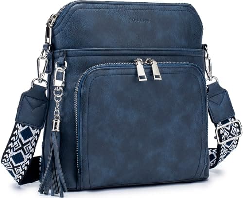 Roulens Crossbody Purse for Women Vegan Leather Medium Crossbody Wallet Bag for Travel Women Shoulder Handbags with Tassel - Image 1