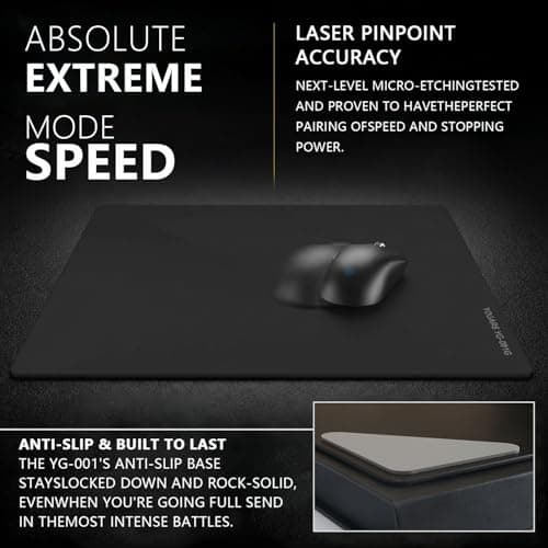 YOGARS Glass Gaming Mouse Pad, 19.7"x15.7" Large Glass Hard Mousepad for Esports, Ultra-Smooth Micro-Etched Surface Speed & Control, with Anti-Slip Base, Easy Clean Scratch Resistant (Black) - Thumbnail 4