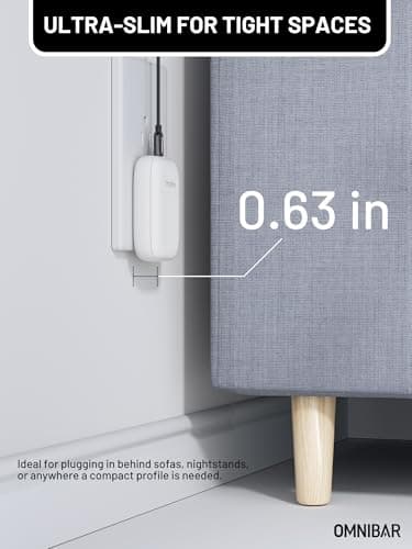Omnibar Slim Flat 30W USB C Charger Block, GaN Fast Wall Charger with Foldable Plug, PD 3.0 PPS Type C Power Adapter for iPhone 17/16/15 Series, Samsung Galaxy S26/S25, Pixel 10, iPad, AirPods, White - Thumbnail 2