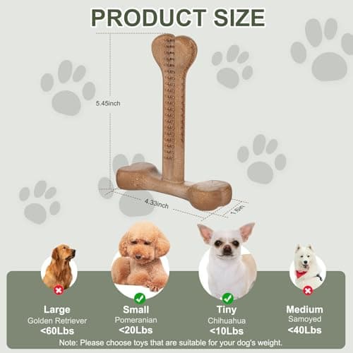JoviQ Dog Chew Toy for Aggressive Chewers T-Shaped Tough Dog Bone Toys for Small Medium Large Breed to Keep Them Busy (Small-Under 20LBS, Bacon Flavored) - Thumbnail 2