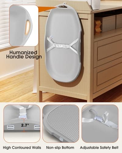 Widitn Baby Changing Pad, Soft & Wipe-Clean Changing Pad with Strap, EVA Waterproof Changing Table Pads for Dresser Top, Non-Slip Bottom, Lightweight, 30”×16” - Thumbnail 6