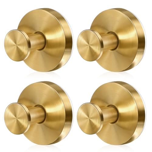 Dntorx Vacuum Suction Cup Hooks, 4 Pack Stainless Steel Suction Hooks for Shower Bathroom Towel Hooks Shower Hooks Holders Shower Hooks Hanging Towels, Loofah, Robe, Coat(Gold) - Image 1