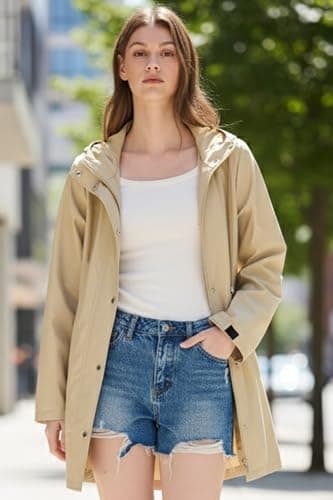 Orolay Trench Coat Women Waterproof Hooded Rain Jacket Lightweight Packable Raincoat for Hiking Travel Outdoor - Thumbnail 6