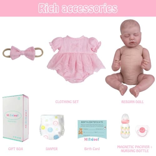 Milidool Reborn Baby Dolls - Realistic 20 Inches Real Life Baby Doll, Lifelike Newborn Baby Girl with Doll Accessories and Gift Box for 3+ Year Old Girls Kids - Thumbnail 5