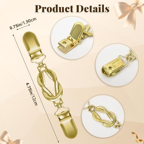 yuboo 4 Pcs Vintage Sweater Clips for Cardigans, Retro Dress Cinch Clip Back, Metal Shirt Waist Tightener for Women Mother's Day, Shawl Clips and Fasteners Set Gifts - 4 Colors - Thumbnail 6