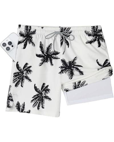 Y YERFONE Mens Swim Trunks 5 Inch with Compression Liner, Quick Dry Board Shorts Men Bathing Suits for Beach with Pockets - Image 1