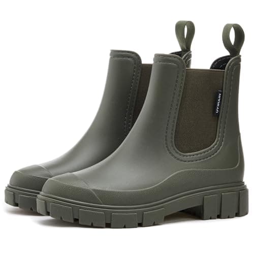 WOWSTICK Women’s Ankle Rain Boots Waterproof Lightweight Slip Resistant Fashion Garden Booties, 312 Green 38 - Image 1