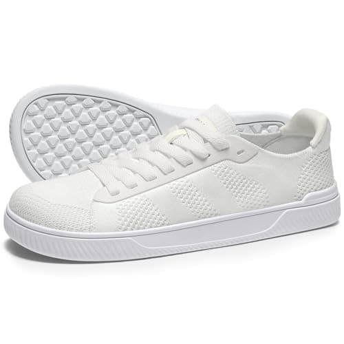 AIRHAS Womens Wide Toe Box Barefoot Shoes Zero Drop Fashion Sneakers for Women Walking Casual Minimalist Shoes(White,7.5) - Image 1