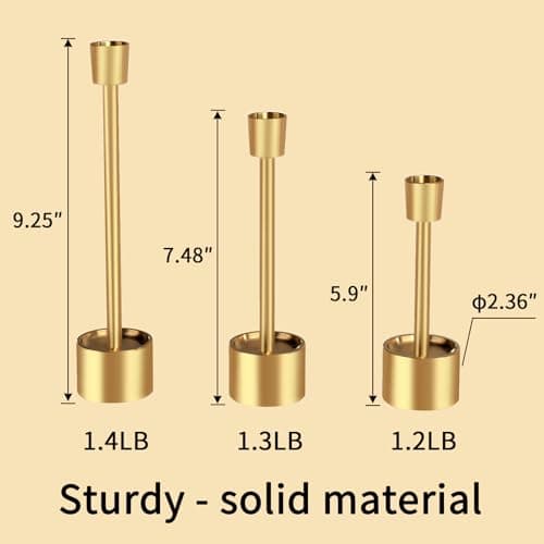 YUMORE 6 Packs Small Taper Candle Holders Candlestick Holder Stable Base Stand Holders for Dining Table Wedding Centerpiece (Gold) - Thumbnail 5