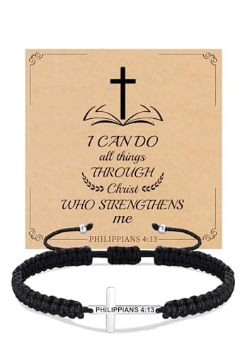 Sistble Cross Bracelet for Women Baptism Gifts for Teen Christian Gifts Handmade Braided Bracelets Faith Inspirational Gift Bible Verse Communion Jewelry for Her - Image 1