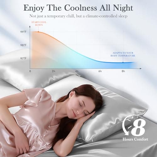 Avolare Cooling Pillow Cases Set of 2, Arc-Chill 3.0 Pillow Cases Standard Size for Hot Sleepers, Silky Gentle on Hair and Skin, Zippered, Machine Washable, (Silver Gray) - Thumbnail 3