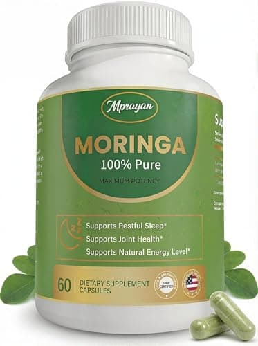 MPRAYAN Moringa Capsules 800mg Pure Moringa Oleifera Leaf Powder Antioxidant Nutritional Supplement for Natural Energy & Immune Support Vegan, Non-GMO Superfood 60 Capsules - Image 1