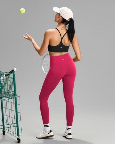Buttery Soft High Waist Workout Leggings for Women 25" Rose Pink Size XL - Thumbnail 5