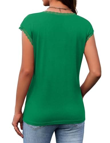 JUSTFASHIONNOW Cap Sleeve V Neck Shirts for Women Dressy Casual St Patrick Blouses Loose Fit Tank Tops Summer Tops 2026 Trendy(Green,XX-Large) - Thumbnail 6