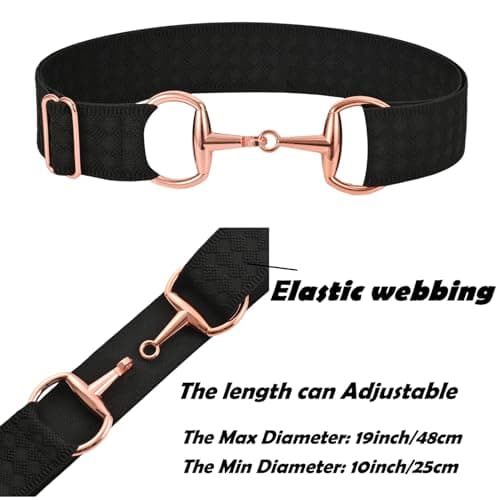 SSKKBX 1.5 inch Equestrian Elastic Belt, Women's Snaffle Bit Buckle Belt, Horses Belt Stocking Stuffer Key Strap for Horseback Riding (Black/Brown) - Thumbnail 2