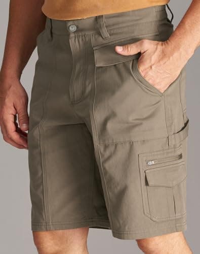 CHRONOLINE Men’s Cargo Shorts 2026 Spring Summer Regular Fit Cotton Workwear Utility Carpenter Shorts with Pockets, Taupe Gray, W32 - Thumbnail 4
