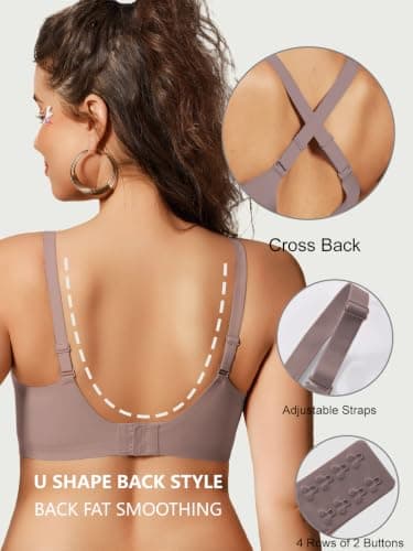 COCOMARTS Jelly Bras for Women No Underwire Deep V Bra Grey M - Thumbnail 3