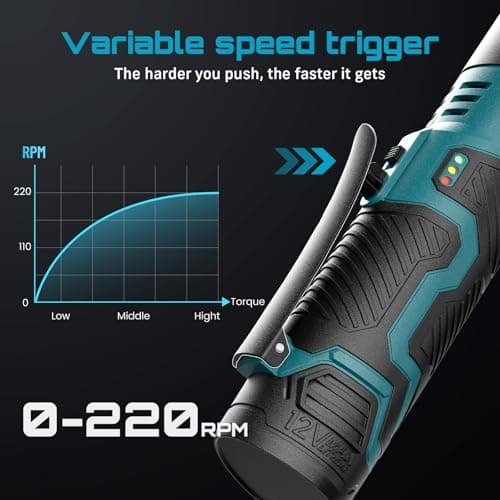Seesii Extended Cordless Electric Ratchet Wrench 3/8", 40 Ft-lbs Torque, 6" Long Neck, 220RPM, 2 Pack 2.0Ah Battery, Fast Charger, 1/4 Drive Adapter, 7 Sockets, for Car Repair, DIY - Thumbnail 6