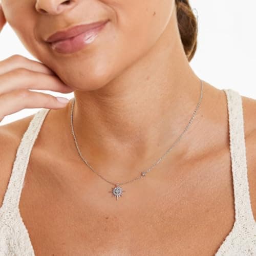 GIRIOIZ Sterling Silver Necklace Uranus Pendant Necklace high carbon diamond Pendant For Her Woman Wife Girlfriend Daughter Present For Birthday Valentine Wedding Anniversary (silver) - Thumbnail 4