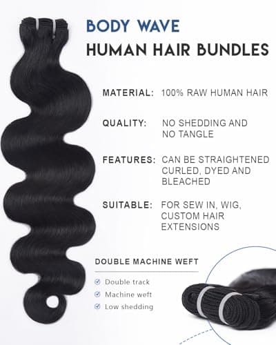 Lucklady 16A Raw Bundles Human Hair Body Wave, 3 Bundles 18 20 22 Inch Body Wave Bundles Human Hair, Triple Lifespan Virgin Remy hair - Thumbnail 3