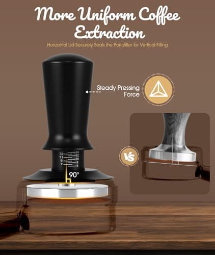 Irosiy 58MM Espresso Tamper - Professional Coffee Press with Non-Slip Base, Calibrated Pressure, Ergonomic Handle for Barista & Home Brewing (Black) - Thumbnail 5