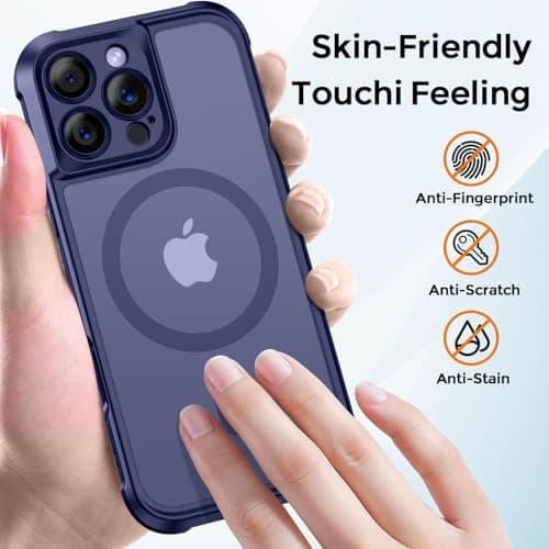 Thomo Magnetic for iPhone 16 Pro Max Case, [Full Camera Protection] [Compatible with Magsafe] Military-Grade Shockproof, Anti-Fingerprint Translucent Matte Phone Case,Deep Blue - Thumbnail 6