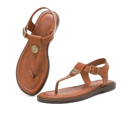 Stratuxx Kaze Womens Flat Dress Shoes Fashion Soft Comfort Sandals For Women Dressy Ladies Slides Open Toe Sandals Wide Flats T Strap Thong Flip Flops - Image 1
