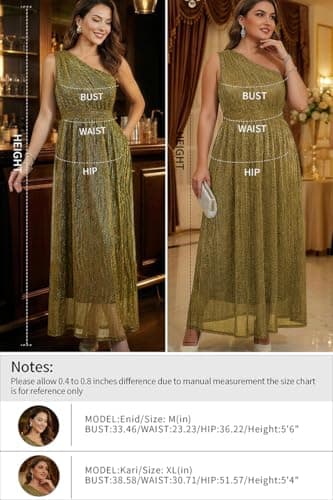 Lesuxa Women's Luxury Gold One Shoulder Sleeveless Elegant Pleated Long Dress,Formal Wedding Guest Dresses for Women Dinners Cocktail Dress (XX-Large,Golden) - Thumbnail 6
