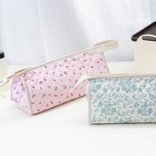 YATFRIK Large Quilted Travel Case, Floral Carrying Storage Bag Hair Dryer and Attachments, Portable Hair Tool Bag with Handle - Thumbnail 6