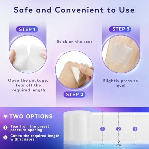 Yarster Silicone Scar Sheets, Silicone Scar Tape(1.6"x 120" Roll-3M), Medical Grade Scar Sheets, Scar Tape for Surgical Scars, Burn, C-Section, Keloid Scars, Acne Treatment, Stretch Marks Removal - Thumbnail 6