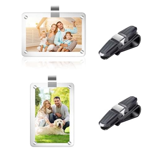 HUiPENGFEI 2Pcs Sunglass Holders for Car + 2Pcs Car Picture Holder, Sunglasses Holder and Ticket Card Clip, Acrylic Magnetic Photo Holder, Car Visor Accessorles, Car Photo Holder (4Pack) - Image 1