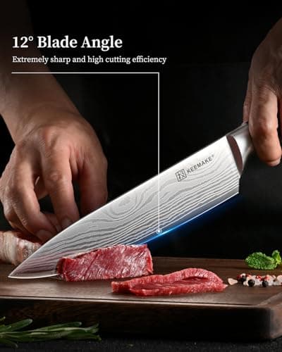 KEEMAKE 3 Pieces Knife Set, High Carbon Stainless Steel Chef Knives Sets with Ergonomic Pakkawood Handle, Professional Ultra Sharp Kitchen Knife Sets, Father Day Gifts - Thumbnail 3