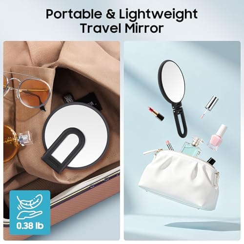 B Beauty Planet 40X Magnifying Mirror, Hand Mirror for Makeup, Double Sided with 40X/1X Magnification, Travel Essential, Portable Foldable for Desktop and Bathroom, Gift for Women, Black - Thumbnail 4