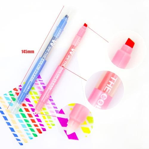 HANKU Erasable Highlighters Assorted Colors Pens, Dual Tip 10 Colors Erasable Markers, Smooth Writing Book Journaling Highlighters for Journaling Coloring Doodling Supplies - Thumbnail 2