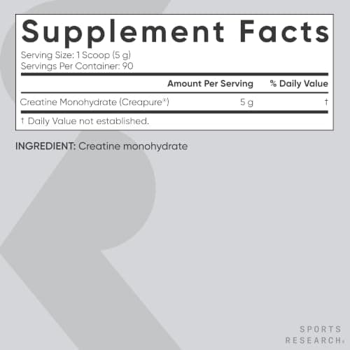 Sports Research® Creatine Monohydrate Powder w/Creapure® - Gain Lean Muscle, Improve Performance, & Support Workout Recovery* - 5g German Creatine · NSF Sport · Easy Mixing - 90 Servings (Unflavored) - Thumbnail 6