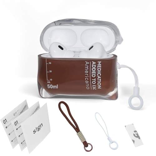 ZZTLHDS Music Drip Compatible AirPods Case, Compatible with AirPods Pro 1/2 and AirPods 4rd, Liquid Silicone Anti Fall Protective Cover with Lanyard (AirPods 4-Brown) - Image 1