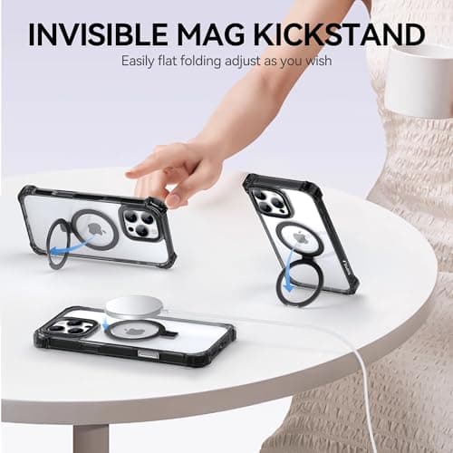 RAPTIC Magnetic Stand for iPhone 16 Pro Case Compatible with MagSafe, [Military Grade Drop Tested][Built in Kickstand] Dual Shockproof Protective Anti-Fingerprint Case, 6.3 inch Black - Thumbnail 6