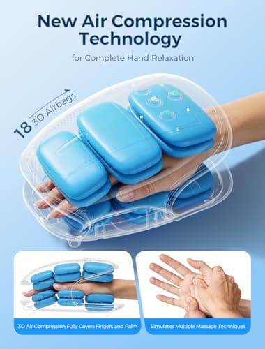 Estefanlo Hand Massager with Heat and Compression, Cordless Hand Massager for Arthritis Pain Relief, 3 Modes Air Compression Finger Massage Device, 2 Heat Levels, Washable Silicone Liner - Thumbnail 4